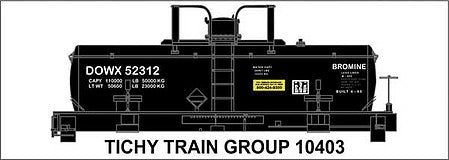 Tichy Trains 10403 HO Scale Railroad Decal Set -- Dow Chemical Bromine Tank Car