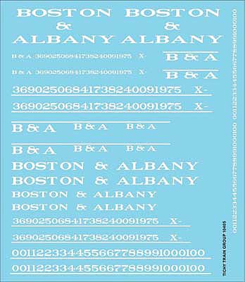 Tichy Trains 10405N N Scale Railroad Decal Set -- Boston & Albany Roadname Set (white)