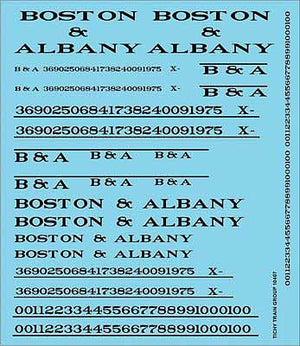 Tichy Trains 10407N N Scale Railroad Decal Set -- Boston & Albany Roadname Set (black)