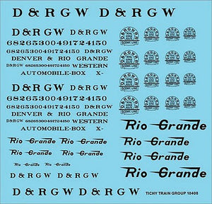 Tichy Trains 10408 HO Scale Railroad Decal Set -- Denver & Rio Grande Western Roadname Set (black)