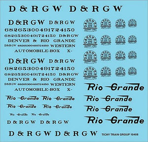 Tichy Trains 10408N N Scale Railroad Decal Set -- Denver & Rio Grande Western Roadname Set (black)