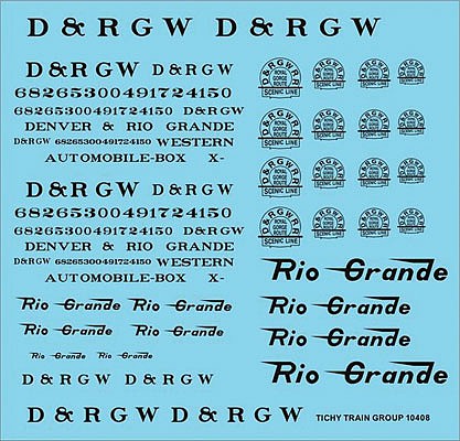 Tichy Trains 10408N N Scale Railroad Decal Set -- Denver & Rio Grande Western Roadname Set (black)