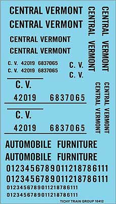 Tichy Trains 10412 HO Scale Railroad Decal Set -- Central Vermont Roadname Set (black)