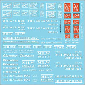 Tichy Trains 10413N HO Scale Railroad Decal Set -- Milwaukee Road Roadname Set (white)