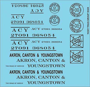 Tichy Trains 10420 HO Scale Railroad Decal Set -- Akron, Canton & Youngstown Roadname Set (black)