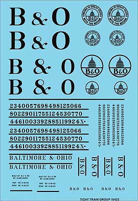 Tichy Trains 10422 HO Scale Railroad Decal Set -- Baltimore & Ohio Roadname Set (black)