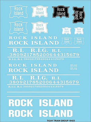 Tichy Trains 10423 HO Scale Railroad Decal Set -- Rock Island Roadnames (white)