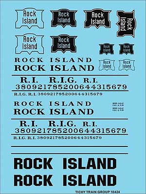 Tichy Trains 10424 HO Scale Railroad Decal Set -- Rock Island Roadname Set (black)