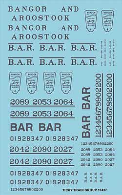 Tichy Trains 10427 HO Scale Railroad Decal Set -- Bangor & Aroostook Roadname Set (blue)