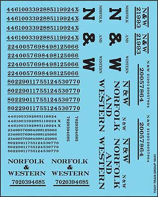Tichy Trains 10431N HO Scale Railroad Decal Set -- Norfolk & Western Roadname Set (black)