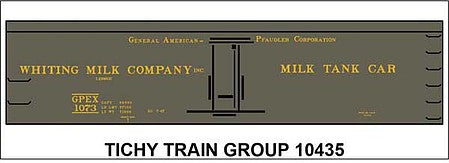Tichy Trains 10435 HO Scale Railroad Decal Set -- Whiting Milk GPEX Milk Tank Car