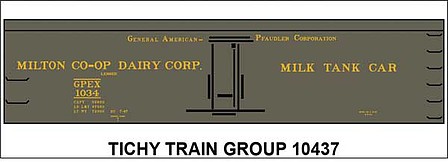 Tichy Trains 10437N N Scale Railroad Decal Set -- Milton Co-op GPEX Milk Tank Car