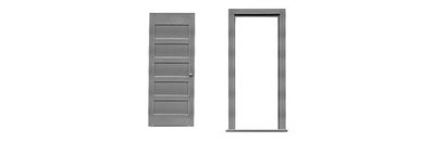 Tichy Trains 2021 O Scale 5-Panel Door & Frame -- Scale 30 x 80" 76.2 x 203cm pkg(3)
