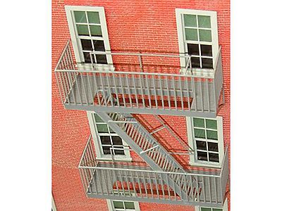 Tichy Trains 2043 O Scale Classic Fire Escape - Kit (Plastic) -- For Use with Scale Floor Spacing up to 14' 4.3m