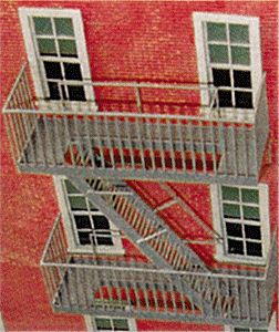 Tichy Trains 2044 O Scale Classic Fire Escape - Kit (Plastic) -- For Use w/up to 14 Scale Foot Floor Spacing pkg(6)