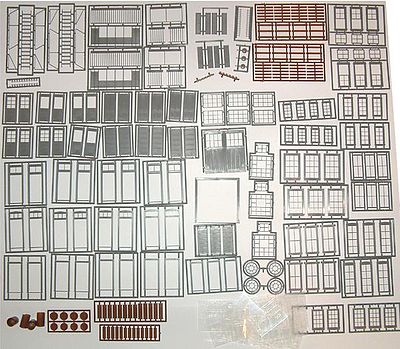 Tichy Trains 2050 O Scale Structure Part Assortment (Styrene) -- Includes All Tichy O Scale Windows, Doors Etc. - Over 200 Pieces