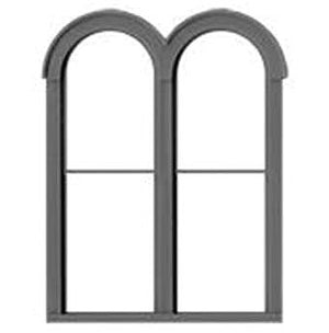 Tichy Trains 2088 O Scale 1 Over 1 Round-Top Double-Hung Window with Precut Glazing -- 54 x 72" pkg(4)