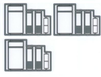 Tichy Trains 3506 S Scale Doors - pkg(3) -- Double With Transom
