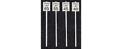 Tichy Trains 3544 S Scale High Speed Limit Signs -- 2 Each: 40, 45, 65 & 65mph