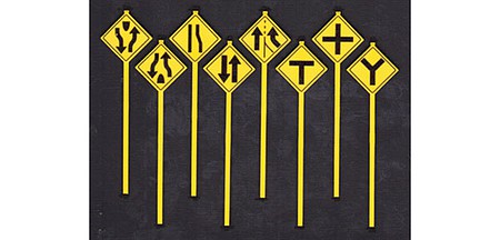 Tichy Trains 3550 S Scale Road Path Warning Signs -- Set #3 pkg(8)