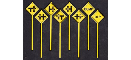 Tichy Trains 3551 S Scale Assorted Road Warning Signs -- pkg(8)