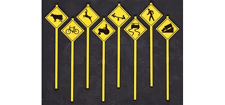 Tichy Trains 3552 S Scale Picture Road Warning Signs -- pkg(8)