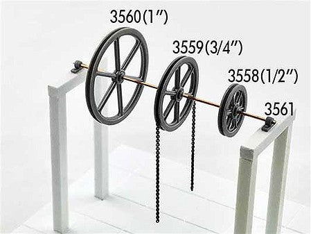 Tichy Trains 3558 S Scale 3' Diameter Sheave-Pillow Blocks -- 2 Sheaves, 4 Pillow Blocks