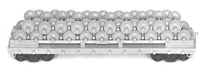 Tichy Trains 6023 HO Scale 40' Company Wheel Service Flat Car w/Load - Kit -- Undecorated pkg(6)