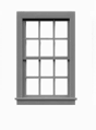 Tichy Trains 8024 HO 6/6 Dbl Hung Window w/Glazing & Shades 34"w x 60"h (12)