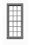 Tichy Trains 8056 HO Scale Windows - Double Hung pkg(12) -- 9/9 Scale 38" Wide x 92" High (Fits .47 x 1.11" Opening)