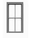 Tichy Trains 8061 HO Scale Windows - Double Hung pkg(12) -- 2/2; Scale 36" Wide x 82" High (Fits .5 x 1" Opening)