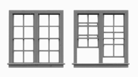 Tichy Trains 8070 HO 4/4 Dbl Hung 2-Unit Window w/Glazing & Shades 60"w x 62"h (6)