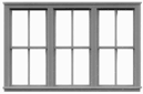Tichy Trains 8104 HO 2/2 Triple Window w/Glazing & Shades 98"w x 62"h (3)