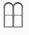 Tichy Trains 8114 HO Scale Windows - Round Top pkg(6) -- Double 1/1; 52 x 72" (Fits .64 x .87" Opening)