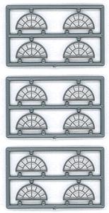 Tichy Trains 8128 HO Scale Masonry Windows - pkg(8) -- 13 Pane Half Round (Use Over #8036, 8133); 60 x 30" (.675 x .34" Opening)