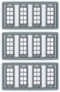 Tichy Trains 8131 HO Scale Windows - Double Hung pkg(12) -- 4/4 Double; 27 x 64" (Fits .36 x .78" Opening)