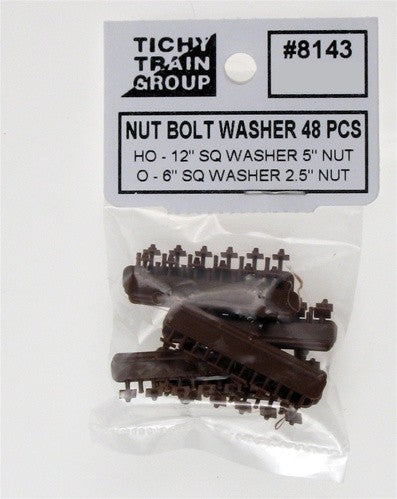 Tichy Trains 8143 HO 5" Nut Bolt w/12" Square Washer (48)