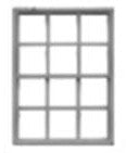 Tichy Trains 8154 HO 12-Pane Masonry Window w/Glazing & Shades 55"w x 40"h (12) (D)