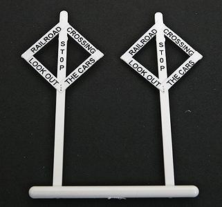 Tichy Trains 8179 HO Scale Railroad Crossing Warning Sign pkg(10) -- Early Diamond Style - Look Out for the Cars Lettering