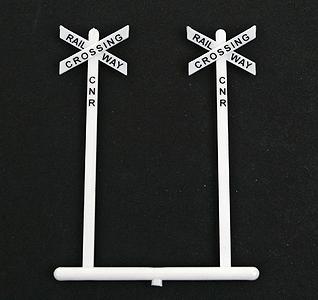 Tichy Trains 8180 HO Scale Railroad Crossbuck Warning Sign -- Canadian-Style w/Railway Crossing, CN Lettering pkg(10)