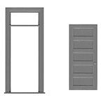 Tichy Trains 8196 HO Scale 5-Panel Door w/Separate Frame w/Transom pkg(3) -- Scale 36 x 80" (Fits .46 x 1.178" Opening)