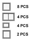 Tichy Trains 8206 HO Scale Assorted Work Car Windows -- 4 Sizes (Unpainted Gray Plastic) pkg(18)