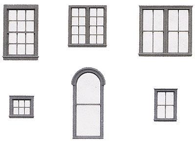 Tichy Trains 8219 HO Scale Styrene Window Assortment -- 290 Pieces Total