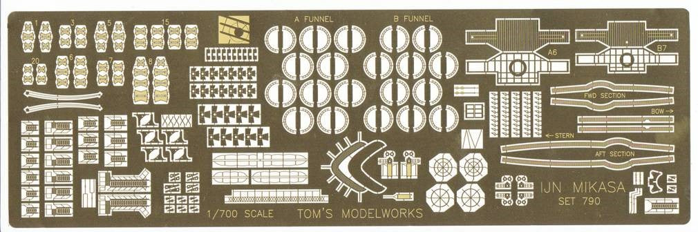 Toms Model Works 790 1/700 IJN Mikasa Battleship Detail Set for HSG (D)