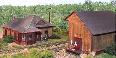 The N Scale Architect 10022 N Scale Rockingham Junction Station & Freight House -- Kit - Station: 3-1/4 x 4-1/4" 8.3 x 10.8cm; House: 4 x 2-1/2" 10.2 x 6.4cm