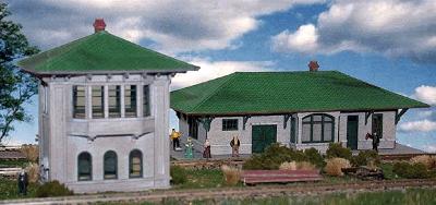 The N Scale Architect 10101 N Scale Master Craftsman Series Laser-Cut Wood Kit -- Greendel Station & Tower - 3-1/2 x 6, 2-1/2 x 3" 8.7 x 15, 6.2 x 7.5cm