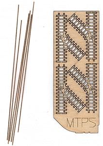 The N Scale Architect 20018 N Scale M-Trak 30" Gauge (Nn30) Mine Track System - Kit (Laser-Cut Wood, Metal) -- 45-Degree Turnouts pkg(4) (Includes 24" 61cm of Rail)