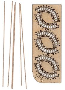 The N Scale Architect 20019 N Scale M-Trak 30" Gauge (Nn30) Mine Track System - Kit (Laser-Cut Wood, Metal) -- 90-Degree Curve pkg(6)