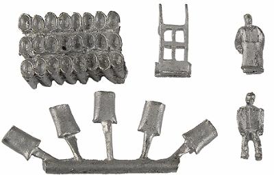 The N Scale Architect 20023 N Scale Open Sack Assortment -- One Stack of 30 Sacks, Five Single Sacks, Two Figures & One Dolly (Hand Truck)