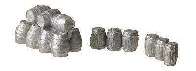 The N Scale Architect 20025 N Scale Barrel Assortment; 9 Stacked, 3 Rows -- Small Barrels
